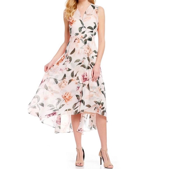 calvin klein high low floral dress